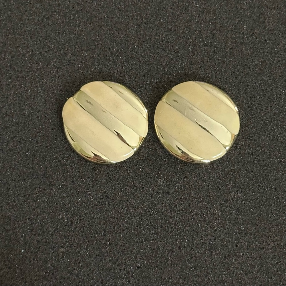 Vintage Don-Lin Gold & Cream Enamel Earrings